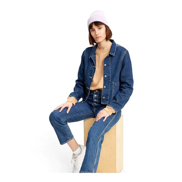 Levis Denim Jeans Wedgie Straight Button Fly Utility Big E Premium Blue Size 26 - Picture 1 of 16